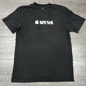 Apple Music T Shirt Adult Medium Crew Neck Black Short‎ Sleeve